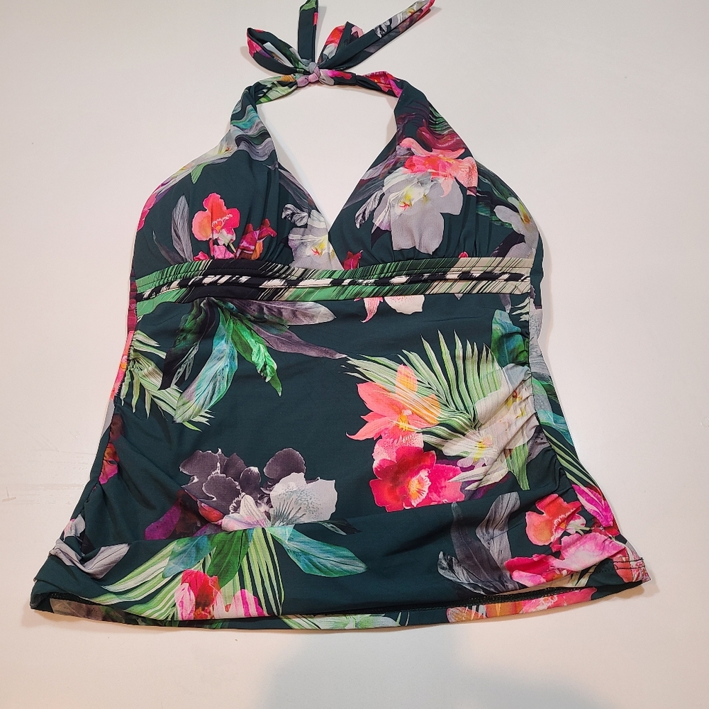 La Blanca Green Floral Tankini Swimsuit Top in Size 8